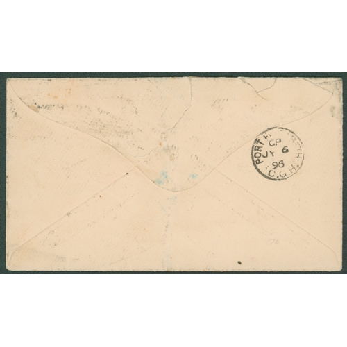 290 - 1896 (29 Jun) envelope registered to Port Elizabeth, bearing 1891 4d (2) tied by '676' barred numera... 