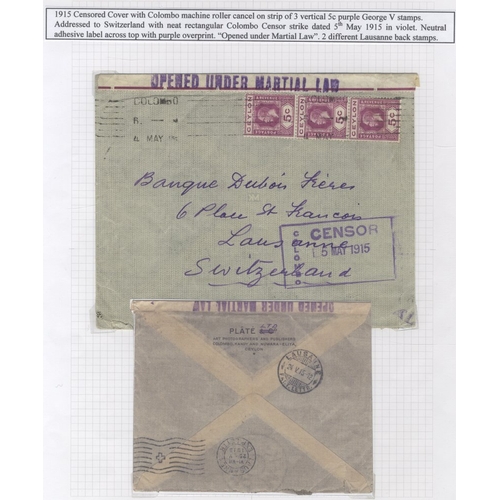 369 - KGV cover & postcard collection, written up on display leaves, incl. registered mail, Censored, Open... 