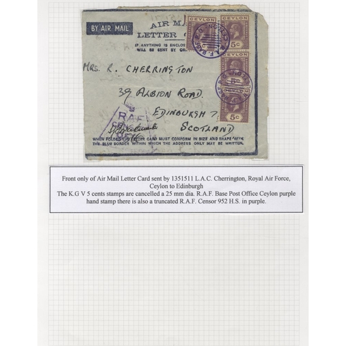 369 - KGV cover & postcard collection, written up on display leaves, incl. registered mail, Censored, Open... 