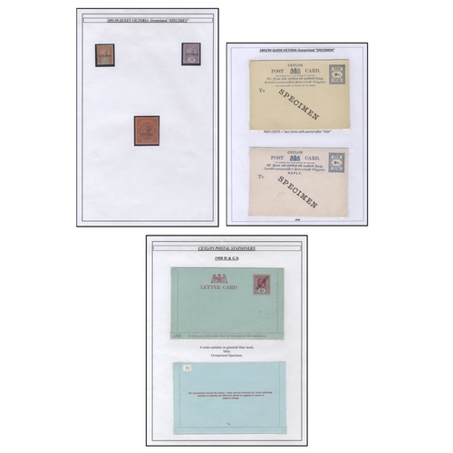 396 - 1893- KGV M or unused Ovpt'd SPECIMEN stamp & postal Stationery collection incl. 1893-99 3c, 30c, 2r... 