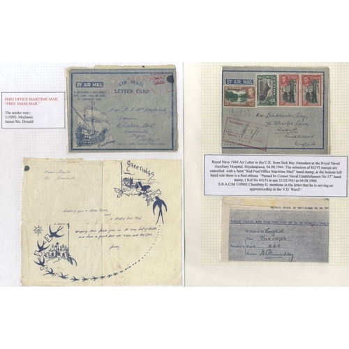 415 - KGVI cover collection incl. air letters, free Xmas mail picture letter card, censored, VAD Maritime ... 