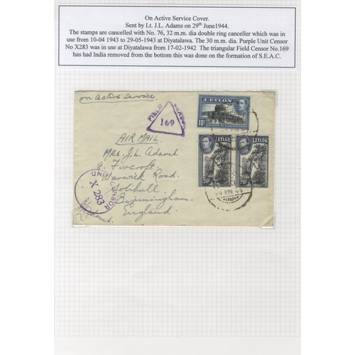 416 - KGVI group of envelopes, written up on display leaves, with various censor marks, covers - some with... 