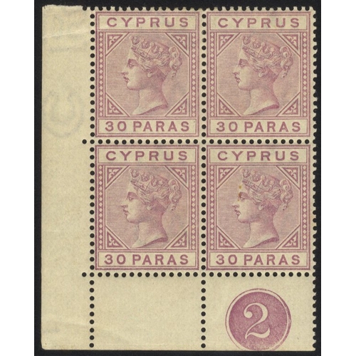 458 - 1882-86 CCA 30pa pale mauve in a lower left Plate (2) block of four M (2x UM), light corner crease a... 