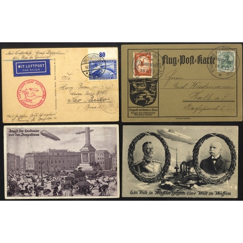 590 - Zeppelins etc: postcards depicting Zeppelins incl. WWI items and Eckener types, two different 1912 '... 