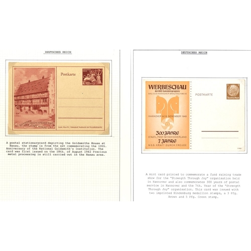 618 - THIRD REICH postal stationery cards: good range of U & unused stationery cards incl. defin & commem ... 