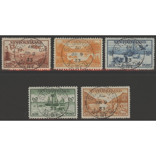 832 - 1933 Air set of 5v to 75c VFU, each with neat 'St. John's JUN 9 33' first day cancel, SG.230/4, Cat.... 