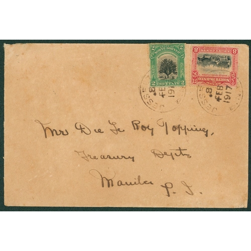 840 - 1917 envelope to Manila, franked Pictorial 2c & 8c paying the 10c U.P.U rate, tied by 'JESSELTON/8/F... 