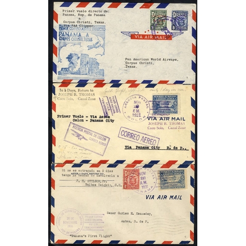 877 - 1931 first flight covers, National Mail Service by seaplane 28.11.31 Panama/Puerto Armuelles with sp... 