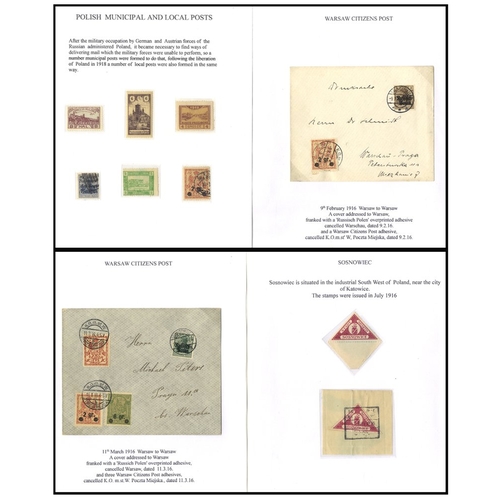 880 - Local Issues 1914-18 collection, written up for exhibition display, incl. Polish Legions - Polish Na... 