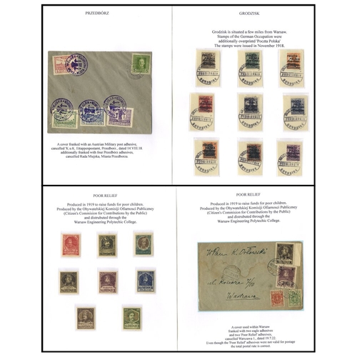 880 - Local Issues 1914-18 collection, written up for exhibition display, incl. Polish Legions - Polish Na... 