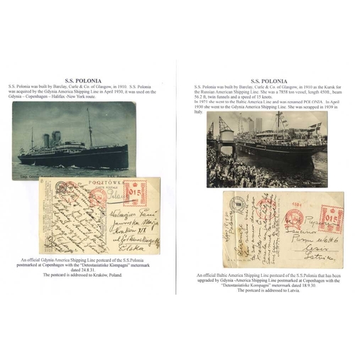 886 - Maritime: 1930-39 collection, dedicated to the GDYNIA Shipping Line, beautifully written up for exhi... 