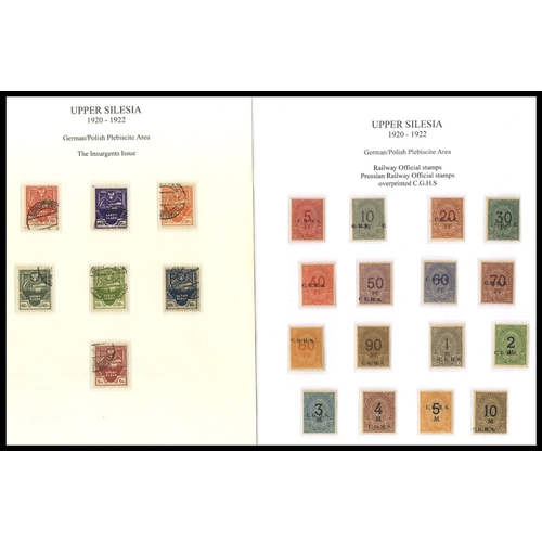 893 - Upper Silesia: 1920-22 extensive collection written up on exhibition display leaves, incl. 1920 Nume... 