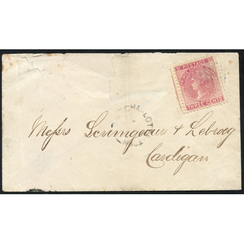 897 - 1872 locally sent cover to Cardigan from Charlotte-Town (JA 7) with a 3c rose lightly tied by a barr... 