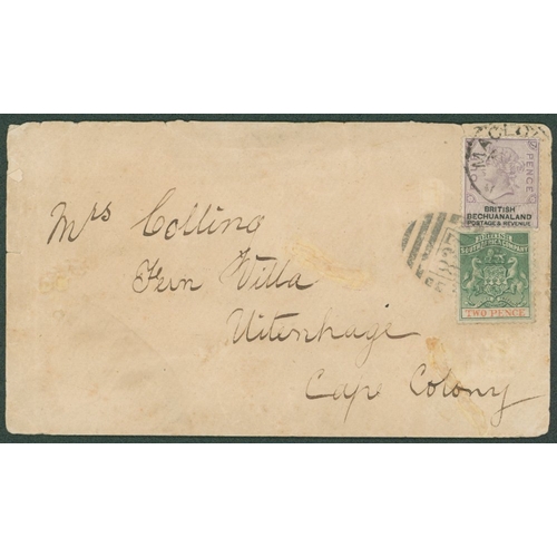 898 - 1892 (19 July) envelope from Salisbury to Uitenhage, Cape Colony, bearing 1892 2d tied by '827' barr... 