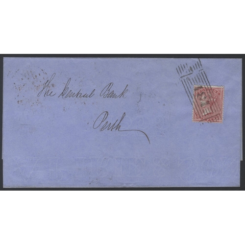 1347 - 1856 cover to Perth, Scotland, franked 4d carmine wmk Small Garter, SG.62a, tied '131' Edinburgh rol... 