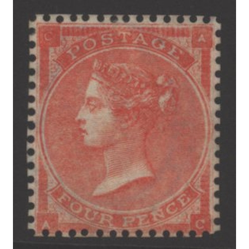 1351 - 1862 Wmk Large Garter 4d bright red Pl.3, very fine large part o.g. example lett AC, lovely strong c... 