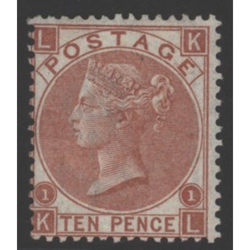 1356 - 1867 Wmk Spray 10d pale red-brown Pl.1, very fine large part o.g example lettered KL, centred left. ... 