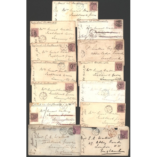 1451 - GIBRALTAR 1860 envelopes (12) from the same correspondence, mainly addressed to Leamington, franked ... 