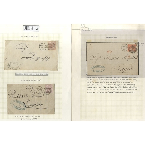 1453 - MALTA 1859 envelope with error of date 1856, used from Malta to Messina, franked with 1857 4d & 2d P... 