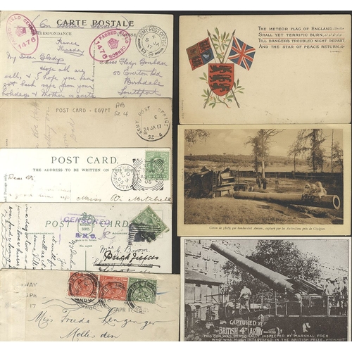 1159 - Collection of covers & cards mainly mounted on leaves incl. WWI civilian censored cover to Switzerla... 