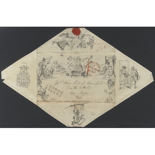 1168 - 1840 Menzies 'Washer Women' envelope showing Britannia as a washer woman despatching her messengers,... 