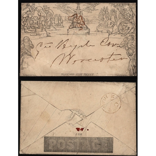 1169 - 1840 One Penny Envelope, Forme 1, Stereo A132, VFU example sent from London to Worcester, neatly can... 