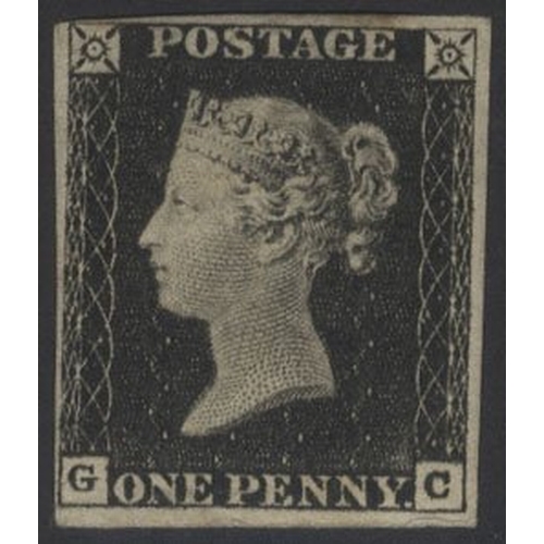 1177 - PENNY BLACKS Plate 1a GC, large part o.g, four margin example, trace of small crease at base, hardly... 