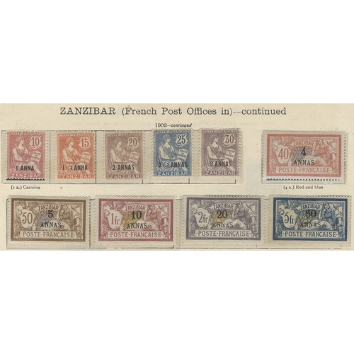 308 - ZANZIBAR (French POs) 1894-1902 small range comprising 1894-95 5a on 50c U (Cat. £36), 1896-1900 ½a... 