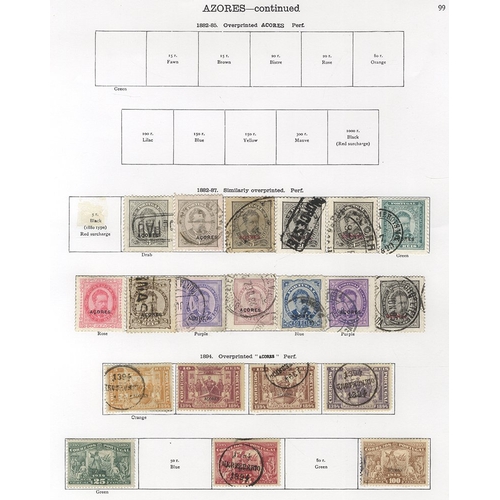 101 - AZORES (Portuguese): 1868-1931 M & U collection incl. King Luis Ovpt issues, 1882-87 to 500r magenta... 