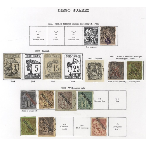 114 - DIEGO SUAREZ (French Madagascar): 1890-1894 U (one M) collection incl. 1890 15 on 25c (Cat. £50), 18... 