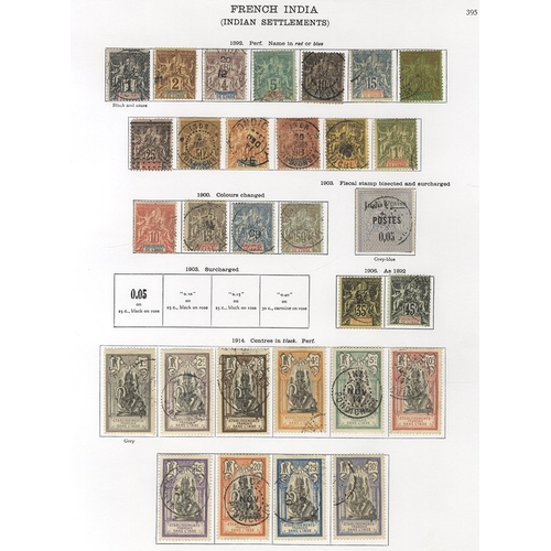 123 - FRENCH INDIAN SETTLEMENTS 1892-1931 predominantly U (a few M) collection incl. 1892 set with New Col... 