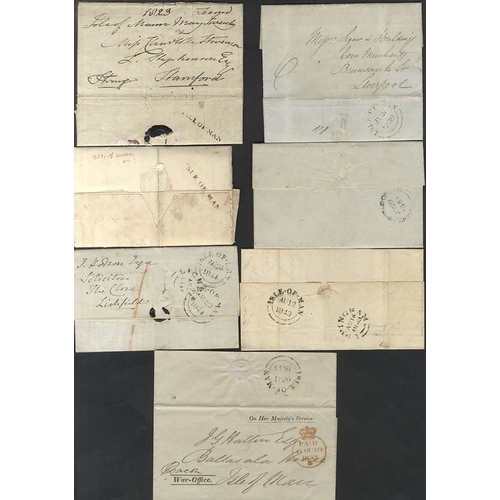 1260 - ISLE OF MAN 1820-51 covers incl. 1820-23 pair of covers with mainly very fine 'ISLE OF MAN' s/line m... 