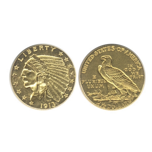 1776 - USA - gold quarter eagle (2? dollars), Indian head, AEF but light traces of previous mounting.