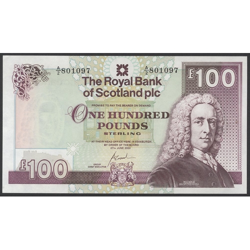 504 - Royal Bank of Scotland Plc £100 dated 27th June 2000, series A/2 801097, Pick 350d, corner flick, ab... 