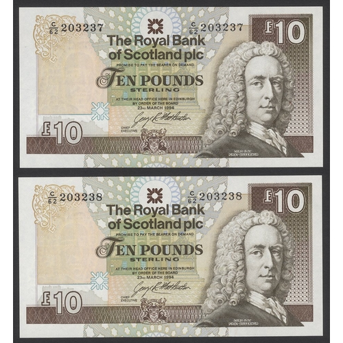 509 - Royal Bank of Scotland Plc £10 (2) dated 23rd March 1994 series C/62, Pick 353a, UNC. (2)