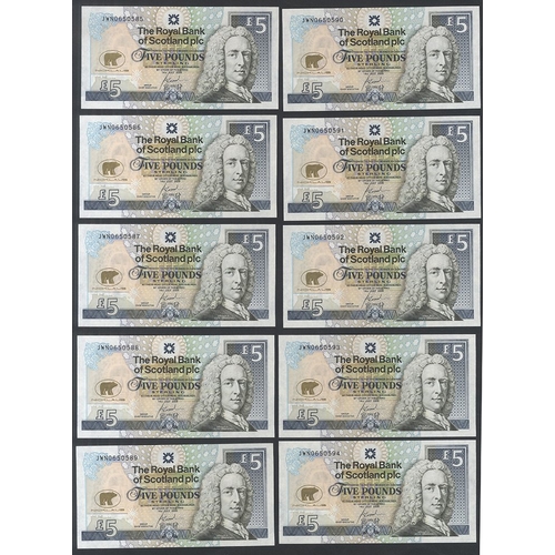 519 - Royal Bank of Scotland Plc £5 (10) consecutives dated 14th July 2005, Jack Nicklaus commemoratives s... 