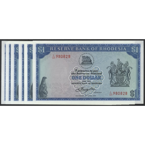 547 - Rhodesia $1 (7) consecutives dated 18th April 1978, series L/109, Pick 34c, UNC. (7)