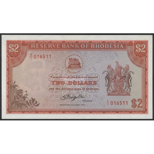 555 - Rhodesia $2 replacement dated 15th April 1977 series X/1 016511, Pick 35br, UNC. (1)