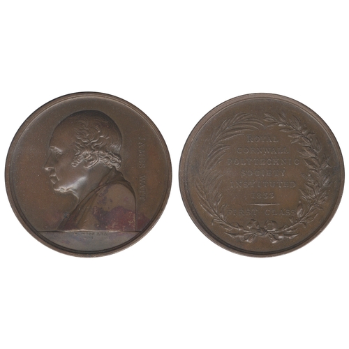 598 - PHOTOGRAPHY: THE JAMES WATT MEDAL OF THE ROYAL CORNWALL POLYTECHNIC SOCIETY, 1st Class, in copper, a... 