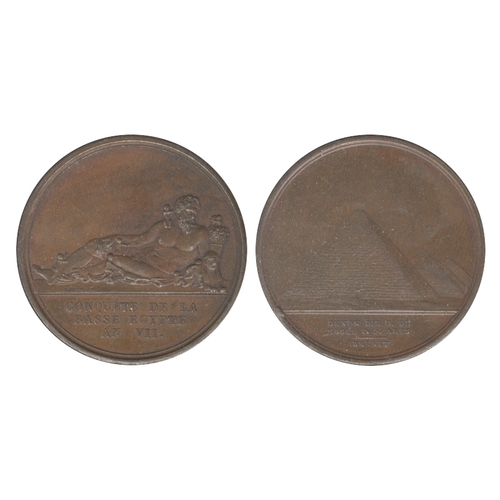 665 - FRANCE: NAPOLEONIC WARS, The Conquest of Lower Egypt, small copper medal, L'An 7 (1798), by Brenet a... 