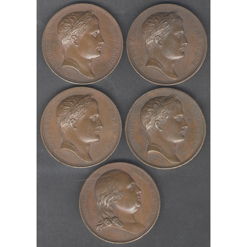 667 - FRANCE: NAPOLEONIC WARS, Napoleon, copper medals (4), each with his laureate bust right on obverse, ... 