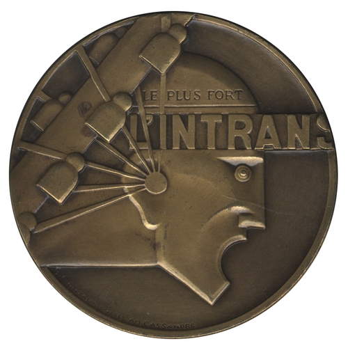 678 - FRANCE: 'L'INTRANSIGEANT' ART DECO BRONZE AWARD MEDAL, c1925, by Georges Contaux (1891-1984), after ... 