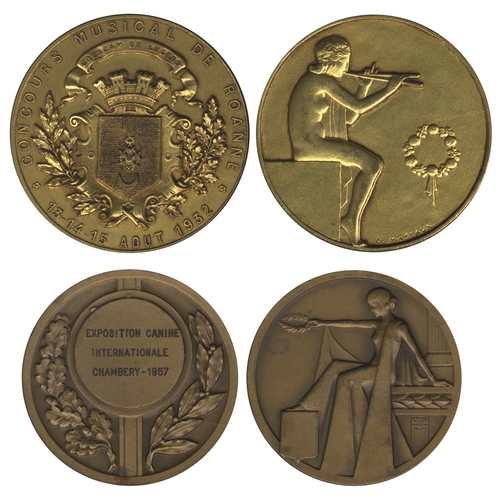 679 - FRANCE: CONCOURS MUSICAL DE ROANNE, A SPLENDID ART DECO GILT BRONZE MEDAL, 1932, by Claude Leon Masc... 