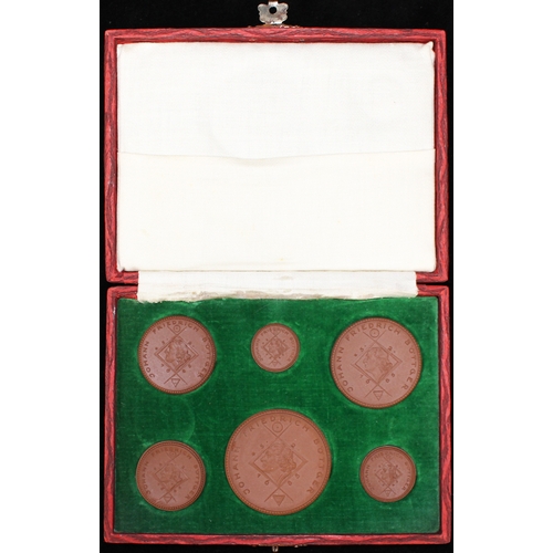 685 - GERMANY: MEISSEN, A SIX COIN SET OF 'TERRACOTTA' COINS, 1922, comprising 20m, 10m, 5m, 2m, 1m & 50pf... 