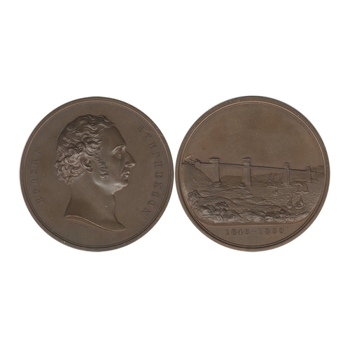 699 - 1850 Robert Stephenson, The Completion of the Britannia Tubular Bridge, copper medal, 1850, by L. C.... 