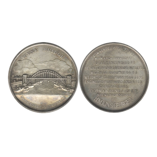 700 - 1928 The Tyne Bridge opened by King George V, silvered-bronze medal, by The Northern Goldsmiths Co, ... 