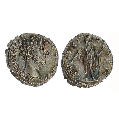 713 - Marcus Aurelius, 161-180 AD. Silver Denarius, 3.86g, as Caesar under Antoninus Pius (139-161 AD). Ob... 