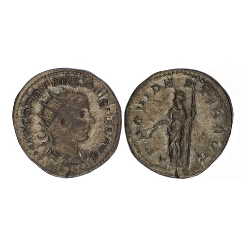 719 - Gordian III, 238-244 AD. Silver Antoninianus, 3.85g. Obverse; IMP GORDIANVS PIVS FEL AVG, radiate, d... 