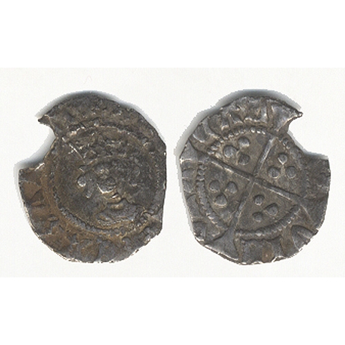 739 - Halfpenny, first reign, 1422-61, Calais, GVF but legend piece missing at upper left. Excellent portr... 