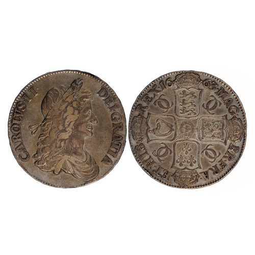 773 - 1663 crown, obverse as 1662 (S3352) without curl below bust, rare as such, VF/GVF with very minor ri... 